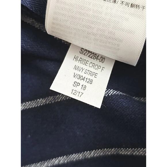 Gap~Woman Size 10~Navy Blue Stripe High Rise Crop Flare Ankle Pants Stretch NWOT - Picture 9 of 12